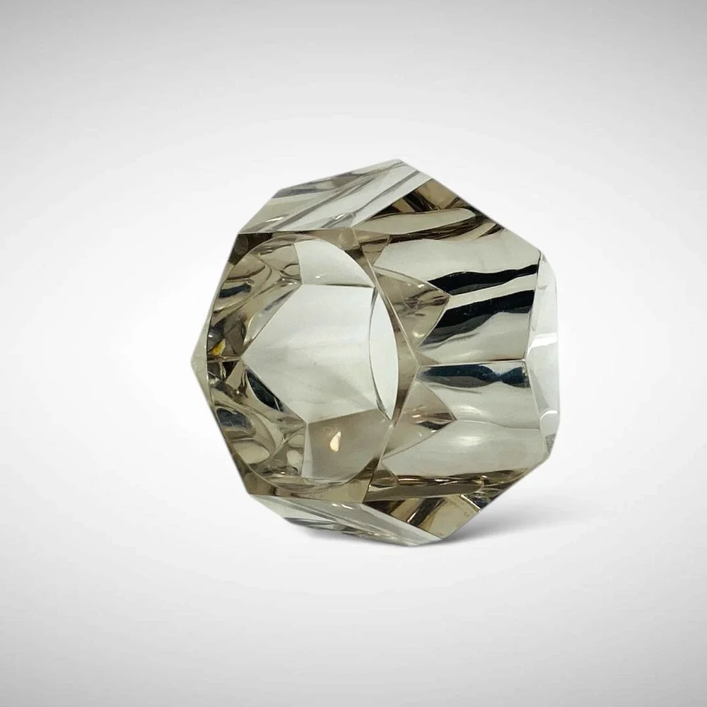 Light Smoky Lucite Napkin‎ Rings Set of 4 Geometric Faceted Acrylic 1980s Decor